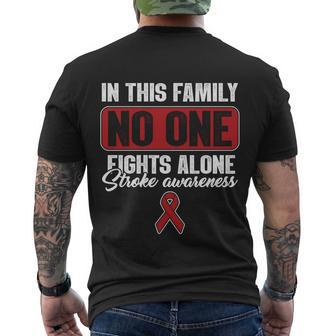 Stroke Awareness Month Family Support No One Fights Alone Gift Men's Crewneck Short Sleeve Back Print T-shirt - Monsterry AU