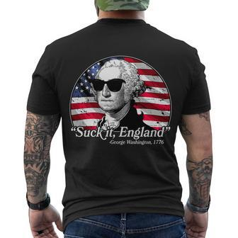 Suck It England George Washington 1776 Tshirt Men's Crewneck Short Sleeve Back Print T-shirt - Monsterry