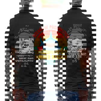 Summer Reading 2022 Vintage Retro Teacher Shark Book Men's T-shirt Back Print - Thegiftio