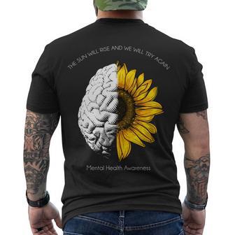 Sun Will Rise We Will Try Again Mental Health Men's Crewneck Short Sleeve Back Print T-shirt - Monsterry