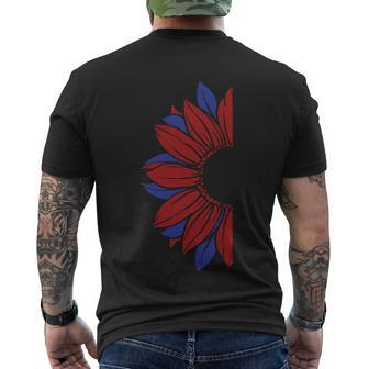 Sunflower 4Th Of July Independence Day Patriotic Men's Crewneck Short Sleeve Back Print T-shirt - Monsterry