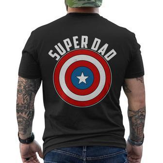 Super Dad Superhero Shield Fathers Day Men's Crewneck Short Sleeve Back Print T-shirt - Monsterry CA