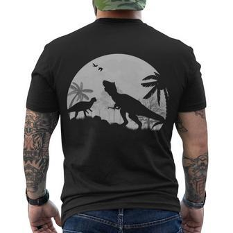 T-Rex In The Moon Men's Crewneck Short Sleeve Back Print T-shirt - Monsterry DE
