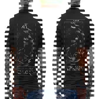 Tarot Card Crescent Moon & Black Cat Tarot Card Men's T-shirt Back Print - Thegiftio