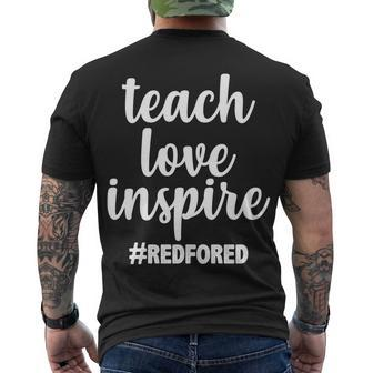 Teach Love Inspire Red For Ed Tshirt Men's Crewneck Short Sleeve Back Print T-shirt - Monsterry UK