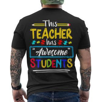 This Teacher Has Awesome Students Puzzle Autism Awareness Men's T-shirt Back Print - Seseable