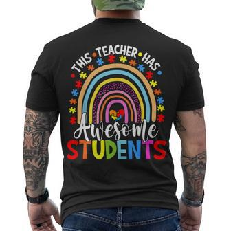 This Teacher Has Awesome Students Rainbow Autism Awareness Men's T-shirt Back Print - Seseable