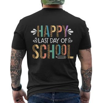 Teacher Graduation Leopard Happy Last Day Of School Gift Men's Crewneck Short Sleeve Back Print T-shirt - Monsterry