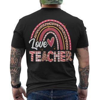 Teacher With Leopard Rainbow Teachers Day Men's T-shirt Back Print - Seseable