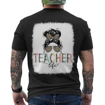 Teacher Life Bleached Shirt Teacher Life Royal Messy Bun Men's T-shirt Back Print - Seseable