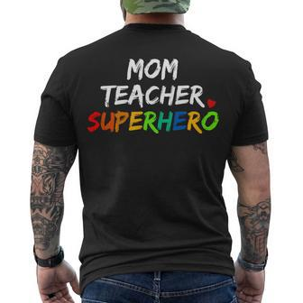 Teacher Mom Superhero Men's T-shirt Back Print - Seseable