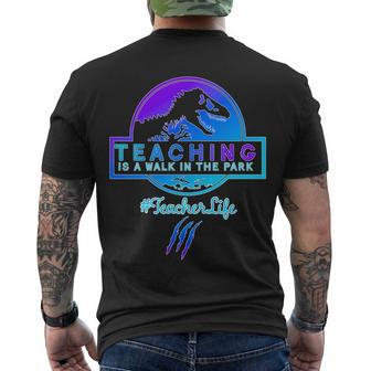 Teaching Is A Walk In Park Jurassic Teacher Men's Crewneck Short Sleeve Back Print T-shirt - Monsterry