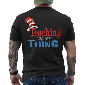 Teaching Is My Things Dr Teacher Red And White Stripe Hat Men's T-shirt Back Print - Seseable