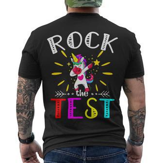 Testing Day Teacher Rock The Test Teaching Students Teachers Men's T-shirt Back Print - Seseable