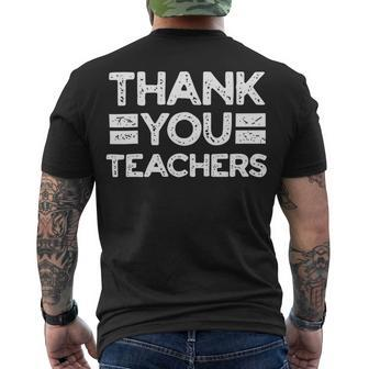Thank You Teachers For Moms Dads Teens Graduation Apparel Men's T-shirt Back Print - Seseable