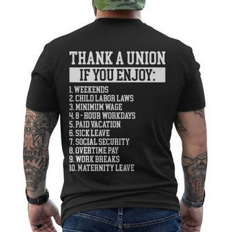 Thank A Union If You Enjoy Labor Day Proud Union Laborer Men's T-shirt Back Print - Thegiftio UK