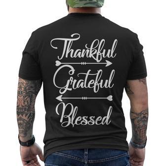 Thankful Grateful Blessed Thanksgiving Day Tshirt Men's Crewneck Short Sleeve Back Print T-shirt - Monsterry CA