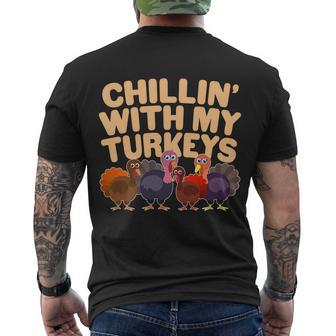 Thanksgiving Chillin With My Turkeys Men's Crewneck Short Sleeve Back Print T-shirt - Monsterry UK