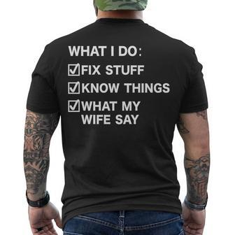 Thats What I Do I Fix Stuff And I Know Things Dad Men's T-shirt Back Print - Thegiftio UK