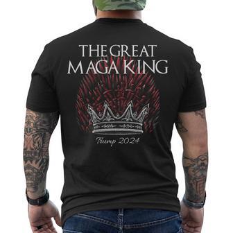 The Great Maga King Crown Usa Parody Trump 2024 Anti Biden Men's Crewneck Short Sleeve Back Print T-shirt - Monsterry DE