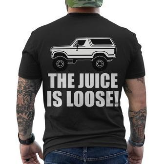 The Juice Is Loose White Bronco Funny Tshirt Men's Crewneck Short Sleeve Back Print T-shirt - Monsterry CA