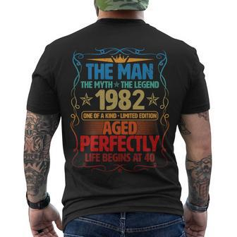 The Man Myth Legend 1982 Aged Perfectly 40Th Birthday Men's Crewneck Short Sleeve Back Print T-shirt - Monsterry