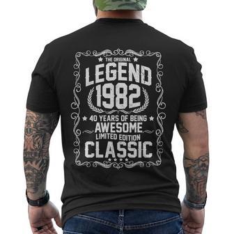 The Original Legend 1982 40Th Birthday Men's Crewneck Short Sleeve Back Print T-shirt - Monsterry