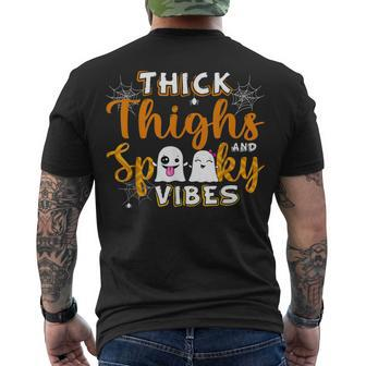 Thick Thighs And Spooky Vibes Ghost Boo Girls Boys Halloween Men's T-shirt Back Print - Seseable