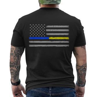 Thin Blue Gold Line 911 Police Dispatcher Men's Crewneck Short Sleeve Back Print T-shirt - Monsterry AU