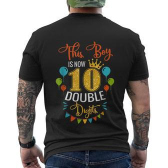 This Boy Is Now Double Digits Birthday Boy 10 Year Old Men's Crewneck Short Sleeve Back Print T-shirt - Monsterry