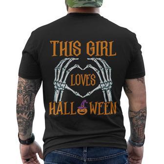 This Girl Loves Halloween Pumpkin Witch Hat Halloween Quote Men's Crewneck Short Sleeve Back Print T-shirt - Monsterry UK