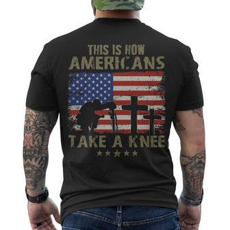 This Is How Americans Take A Knee Men's Crewneck Short Sleeve Back Print T-shirt - Monsterry