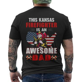 This Kansas Firefighter Is An Awesome Dad Men's Crewneck Short Sleeve Back Print T-shirt - Monsterry DE