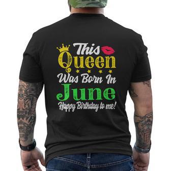 This Queen Was Born In June Funny Birthday Girl Men's Crewneck Short Sleeve Back Print T-shirt - Monsterry