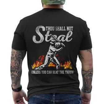 Thou Shall Not Steal Unless You Can Beat The Throw Baseball Tshirt Men's Crewneck Short Sleeve Back Print T-shirt - Monsterry DE