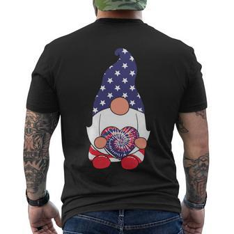 Tie Dye Gnome Usa Flag Star Graphic 4Th Of July Plus Size Shirt Men's Crewneck Short Sleeve Back Print T-shirt - Monsterry DE