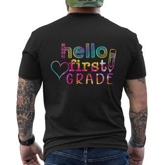 Tie Dye Hello 1St First Grade Teacher Funny Back To School Men's Crewneck Short Sleeve Back Print T-shirt - Monsterry