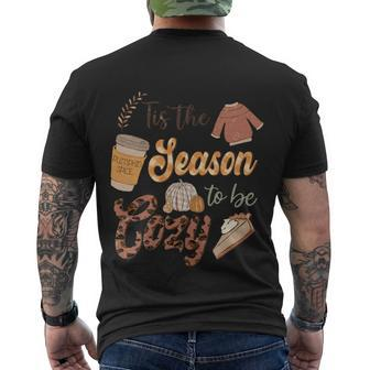 Tis The Season To Be Cozy Thanksgiving Quote Men's Crewneck Short Sleeve Back Print T-shirt - Monsterry