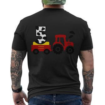 Tractor Pulling Five Farmer 5Th Birthday Cow 5Th Birthday Men's T-shirt Back Print - Thegiftio UK