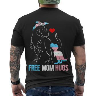Trans Free Mom Hugs Dinosaur Rex Mama Transgender Pride Gift Men's Crewneck Short Sleeve Back Print T-shirt - Monsterry UK