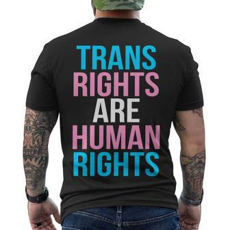 Trans Rights Are Human Rights Colors Logo Tshirt Men's Crewneck Short Sleeve Back Print T-shirt - Monsterry CA
