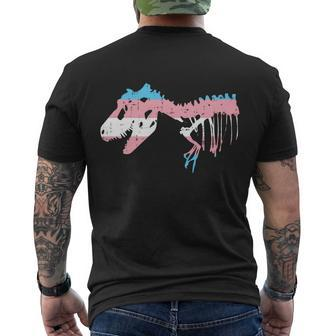 Trex Dinosaur Skeleton Transgender Trans Pride Lgbt Gift Meaningful Gift Men's Crewneck Short Sleeve Back Print T-shirt - Monsterry UK