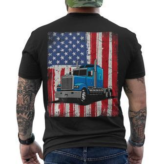 Trucker Trucker American Usa Flag Truck Driver Men's T-shirt Back Print - Seseable