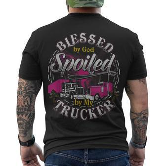 Trucker Trucker Blessed By God Spoiled By My Trucker Men's T-shirt Back Print - Seseable