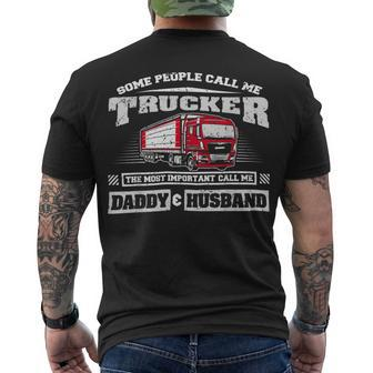 Trucker Trucker Daddy Or Trucker Husband Truck Driver Dad _ V2 Men's T-shirt Back Print - Seseable