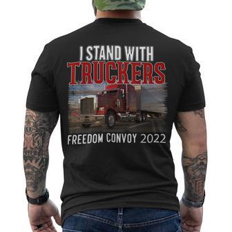 Trucker Trucker Support I Stand With Truckers Freedom Convoy _ Men's T-shirt Back Print - Seseable