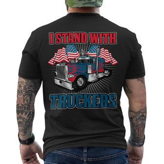 Trucker Trucker Support I Stand With Truckers Freedom Convoy V3 Men's T-shirt Back Print - Seseable