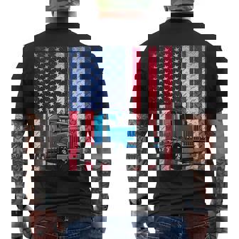 Trucker Trucker Truck Driver American Flag Men's T-shirt Back Print - Seseable