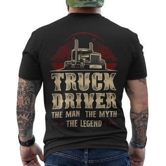 Trucker Trucker Truck Driver Vintage Truck Driver The Man The Myth Men's T-shirt Back Print - Seseable