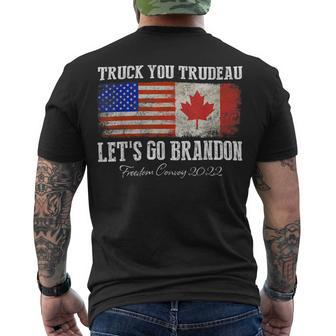 Trucker Truck You Trudeau Lets Go Brandon Freedom Convoy Truckers Men's T-shirt Back Print - Seseable